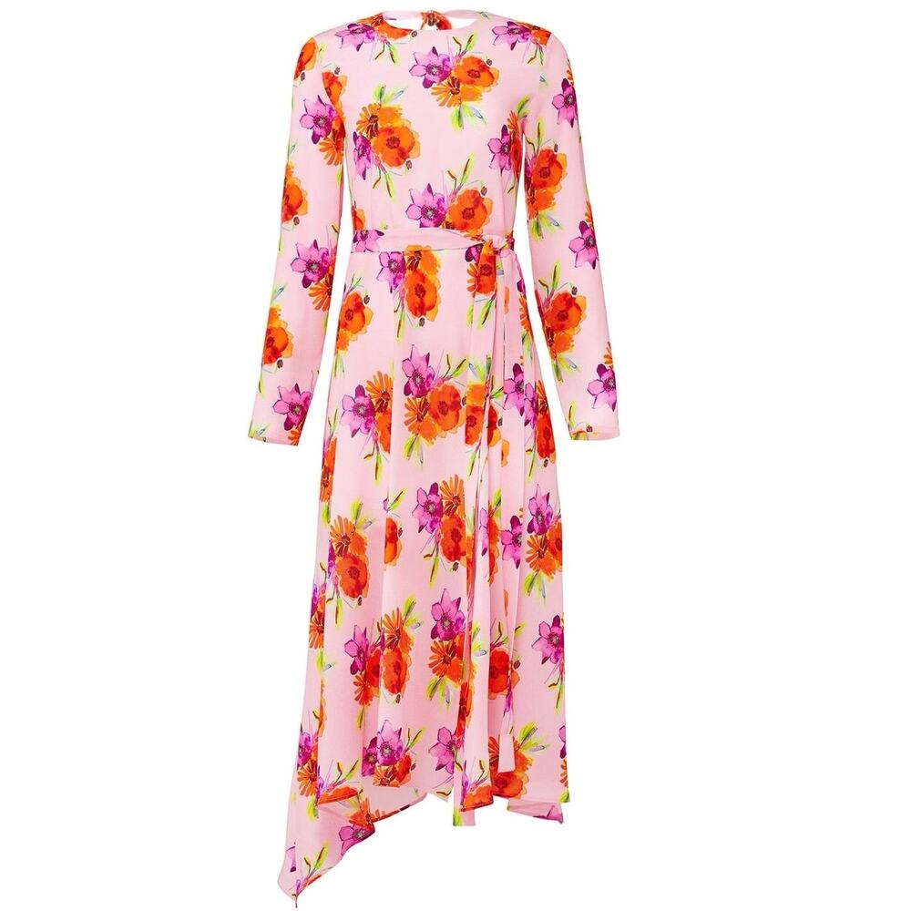 MSGM Milano Pink Floral Long Sleeve Maxi Dress